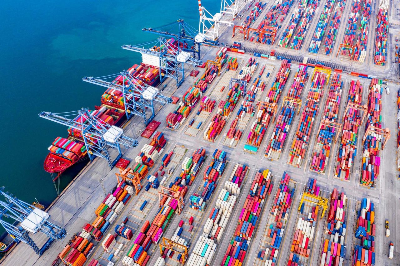 Container terminal seen from above